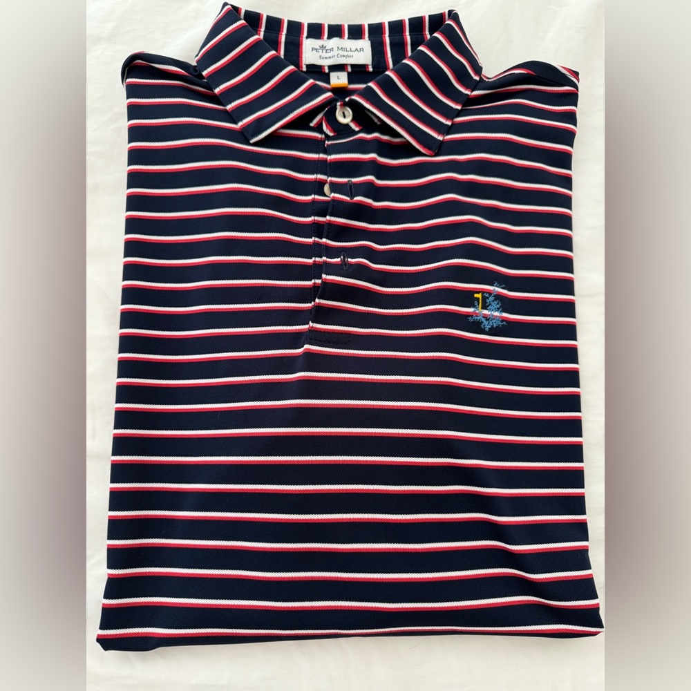 Peter Millar Striped Polo Shirt with Embroidered Logo